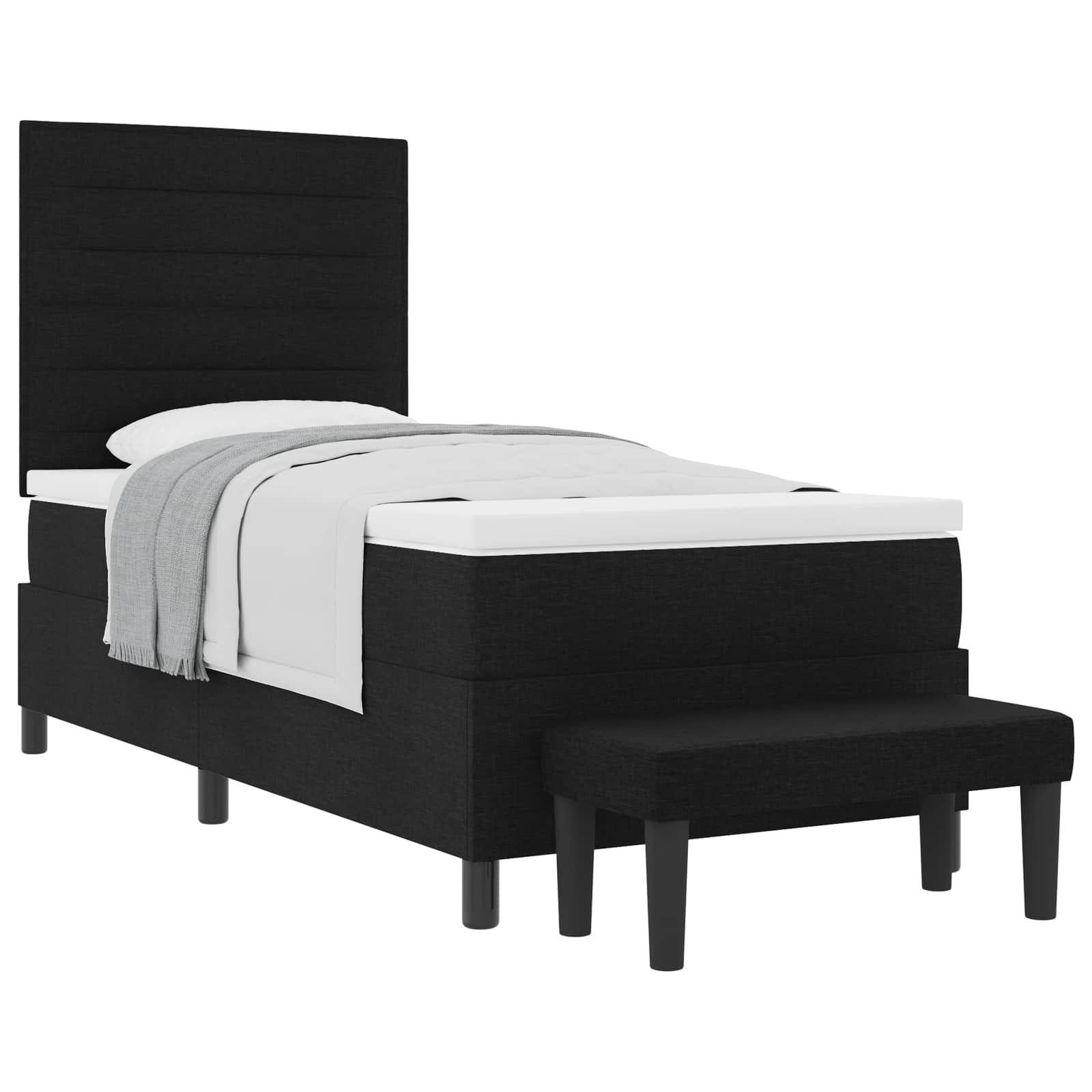 Krevet s opruga kutije s uzglavljem Crna 90 x 190 cm tkanina