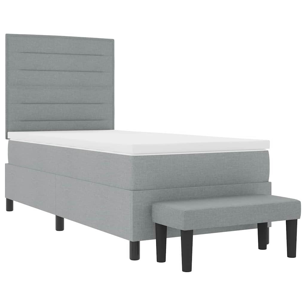 Krevet s opruga kutije Svijetlo siva 90 x 200 cm tkanina