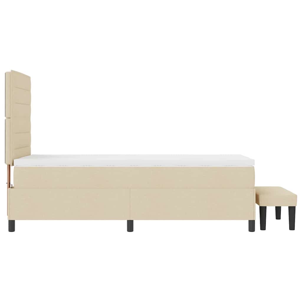 Krevet s opruga kutije s uzglavljem Krema 90 x 200 cm tkanina