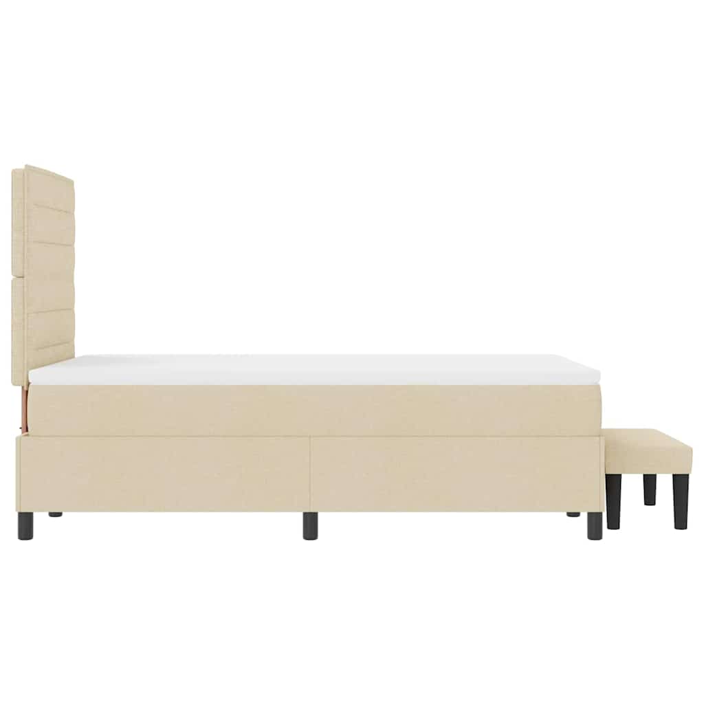 Krevet s opruga kutije s uzglavljem Krema 120 x 200 cm tkanina