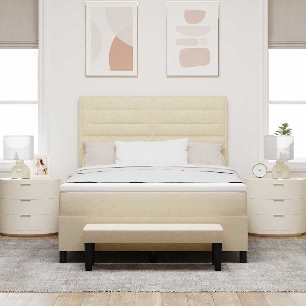 Krevet s opruga kutije s uzglavljem Krema 140 x 200 cm tkanina