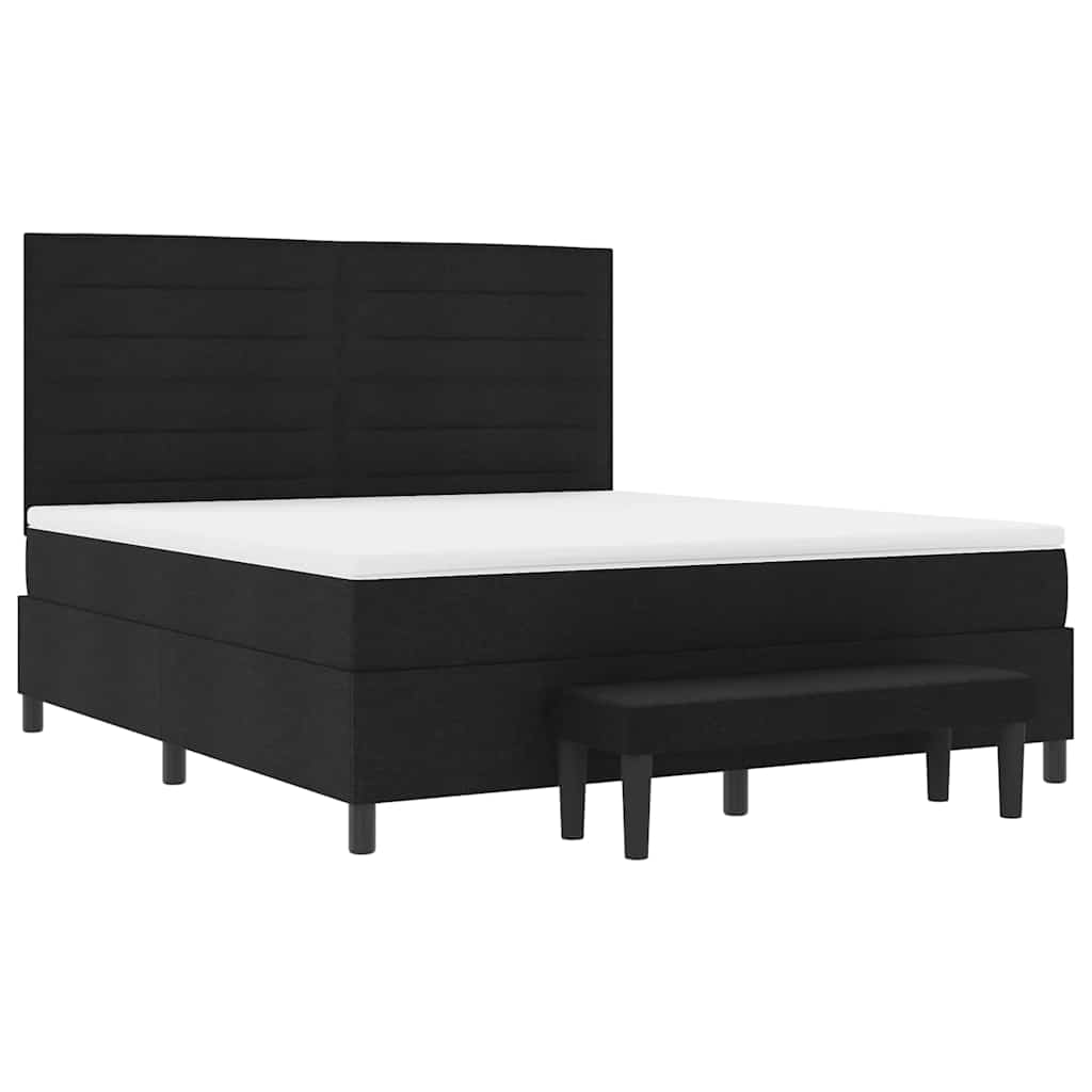 Krevet s opruga kutije s uzglavljem Crna 180 x 200 cm tkanina