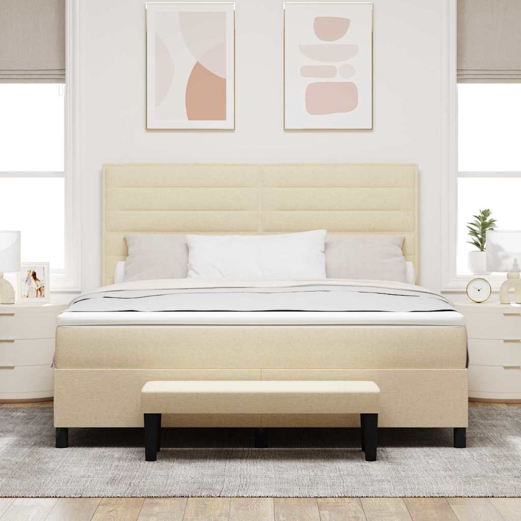 Krevet s opruga kutije s jastukom Krema 180 x 200 cm tkanina