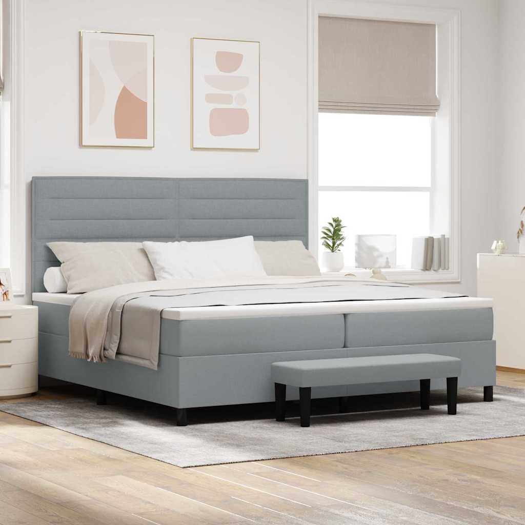 Krevet s opruga kutije Svijetlo siva 200 x 200 cm tkanina