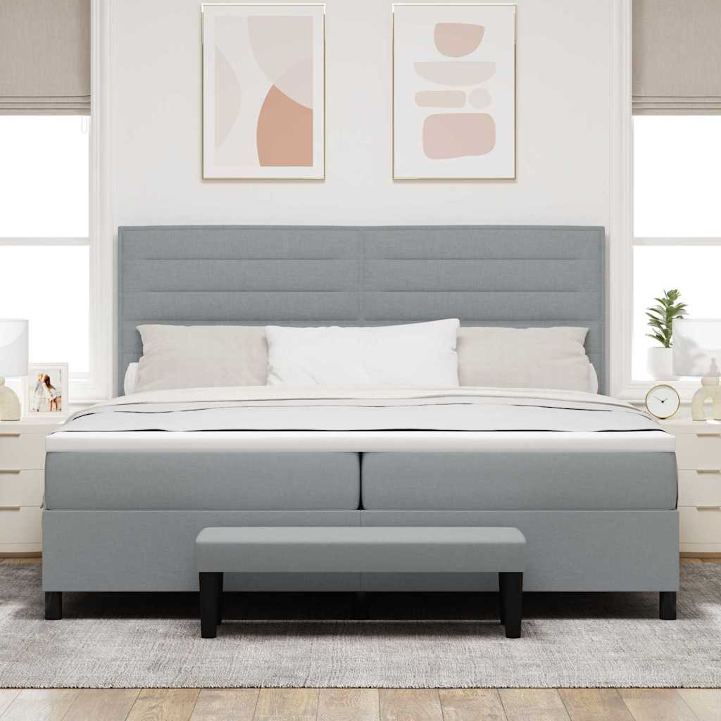Krevet s opruga kutije Svijetlo siva 200 x 200 cm tkanina