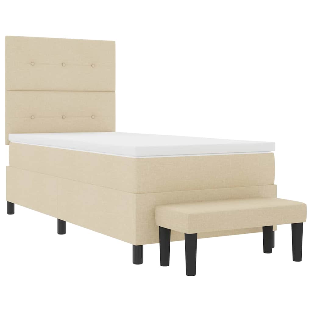Krevet s opruga kutije s uzglavljem Krema 80 x 200 cm tkanina