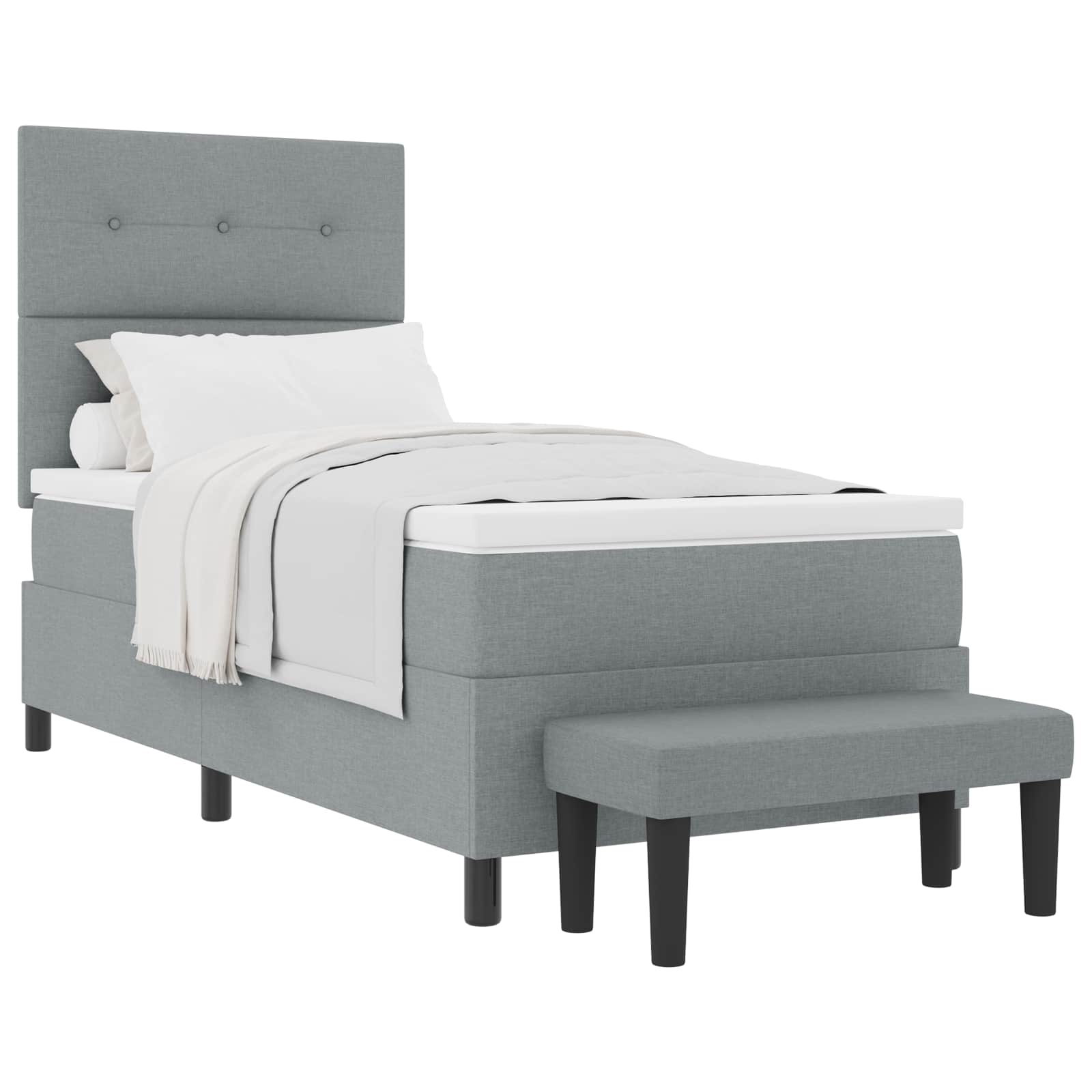 Krevet s opruga kutije Svijetlo siva 90 x 190 cm tkanina