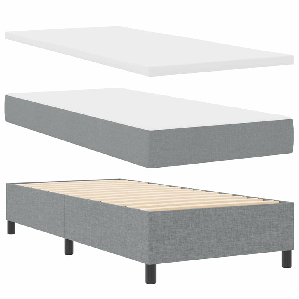 Krevet s opruga kutije Svijetlo siva 90 x 190 cm tkanina