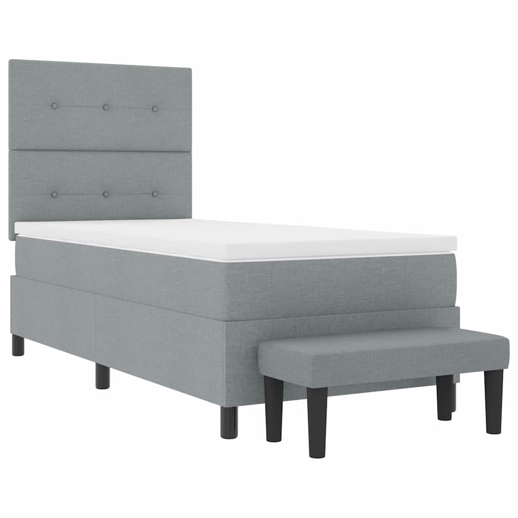 Krevet s opruga kutije Svijetlo siva 90 x 190 cm tkanina