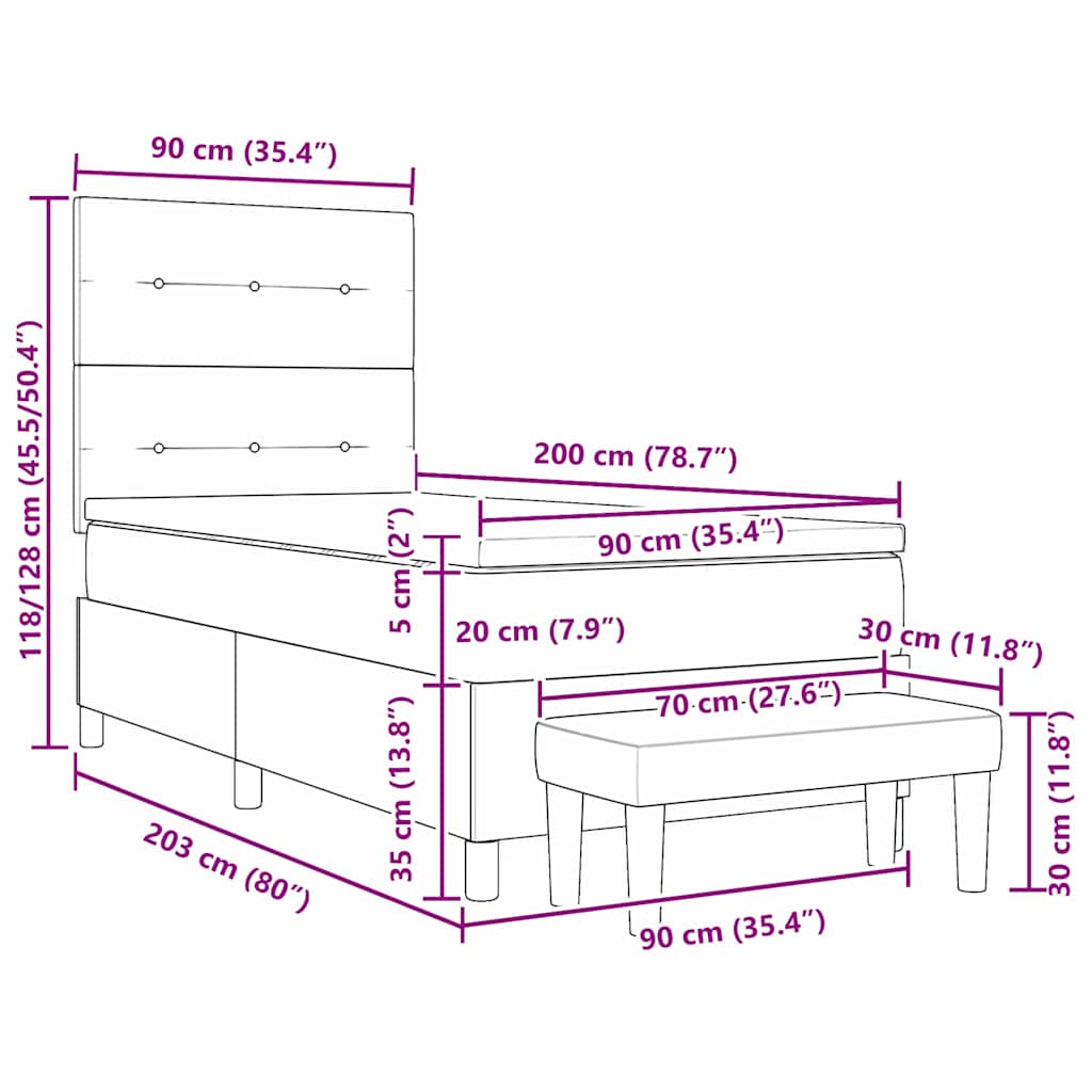 Krevet s opruga kutije s uzglavljem Plava 90 x 200 cm tkanina