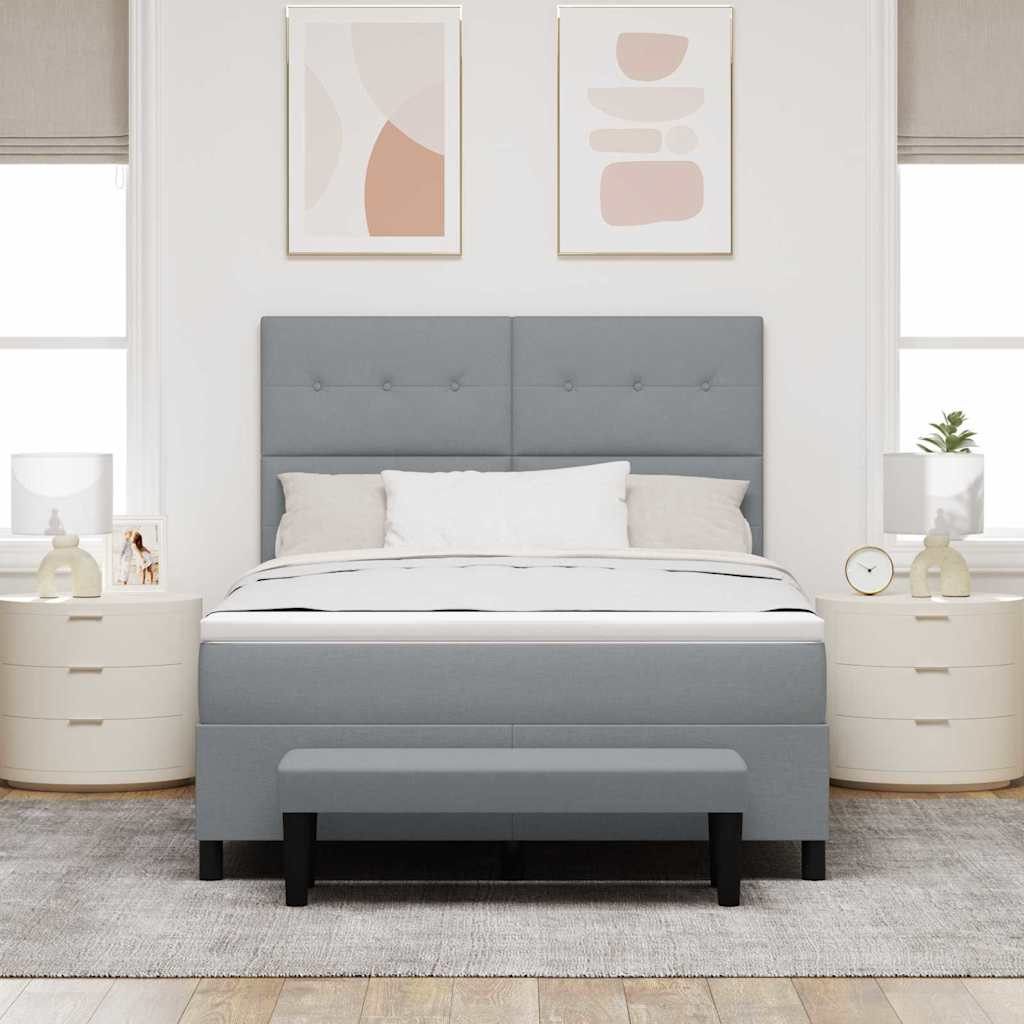 Krevet s opruga kutije Svijetlo siva 140 x 190 cm tkanina