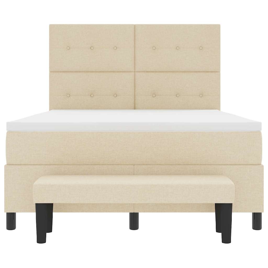 Krevet s opruga kutije s uzglavljem Krema 140 x 190 cm tkanina