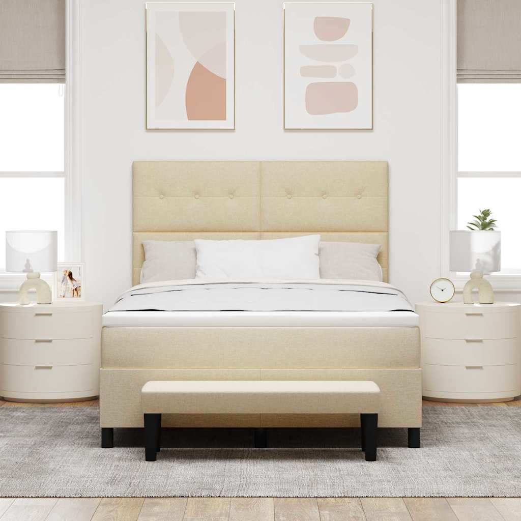 Krevet s opruga kutije s uzglavljem Krema 140 x 200 cm tkanina