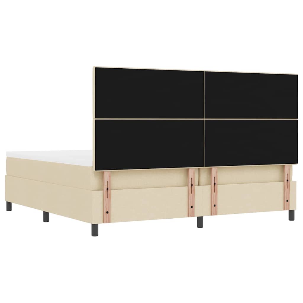 Krevet s opruga kutije s uzglavljem Krema 200 x 200 cm tkanina