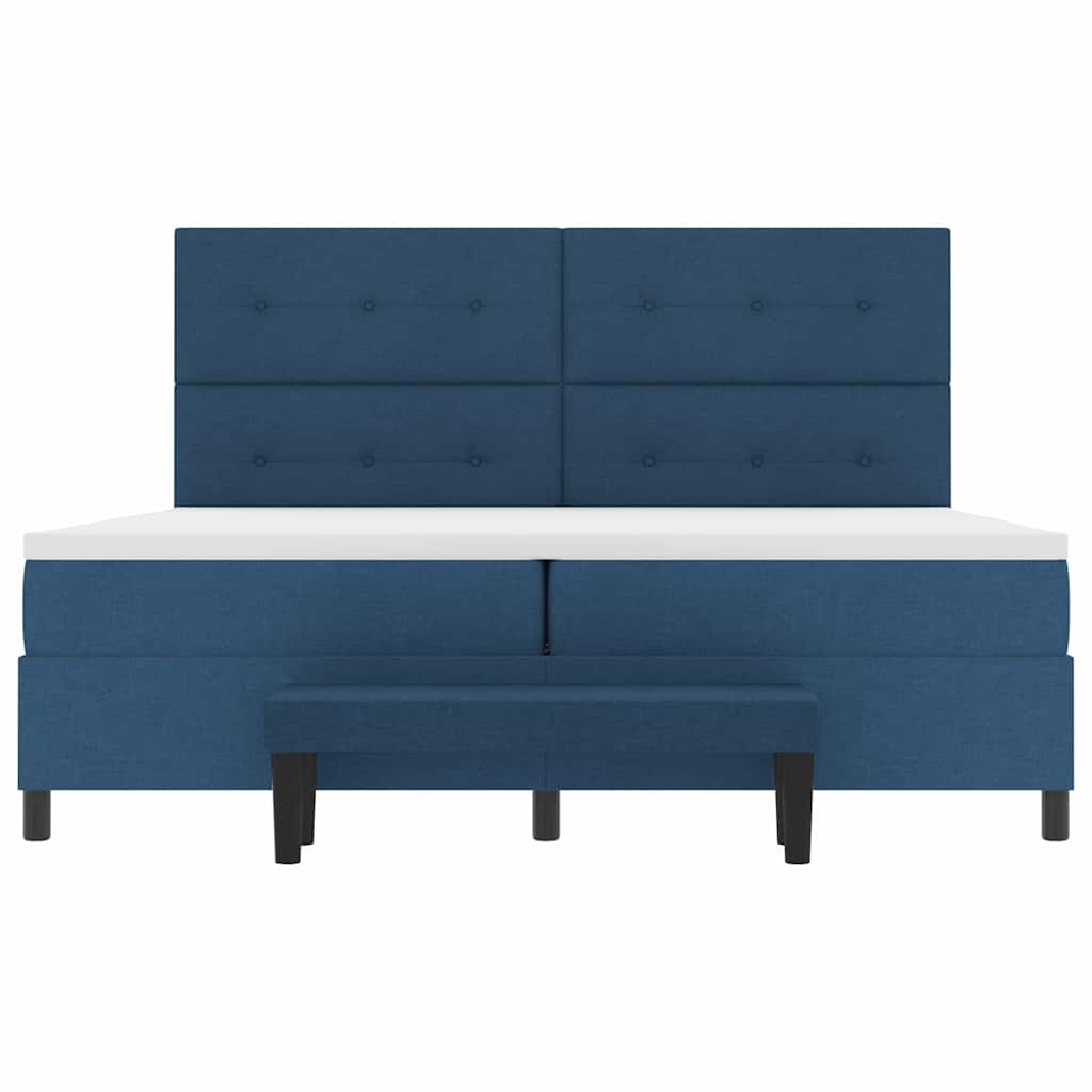 Krevet s opruga kutije s uzglavljem Plava 200 x 200 cm tkanina