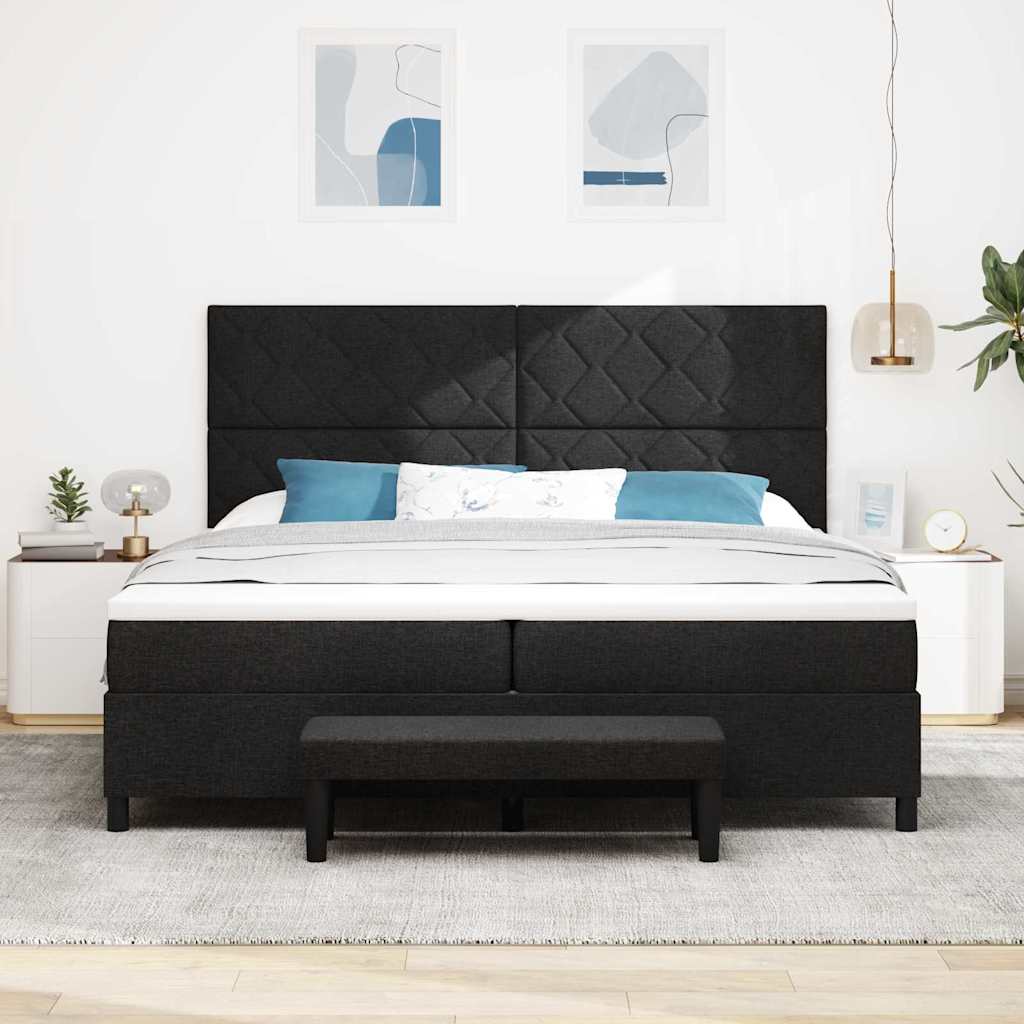 Krevet s opruga kutije s uzglavljem Crna 200 x 200 cm tkanina