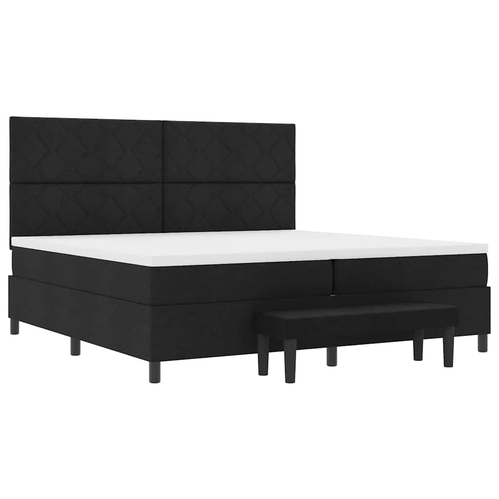 Krevet s opruga kutije s uzglavljem Crna 200 x 200 cm tkanina