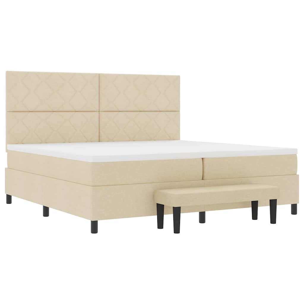 Krevet s opruga kutije s uzglavljem Krema 200 x 200 cm tkanina