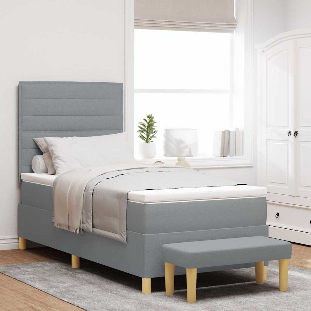 Krevet s opruga kutije Svijetlo siva 200 x 80 cm tkanina