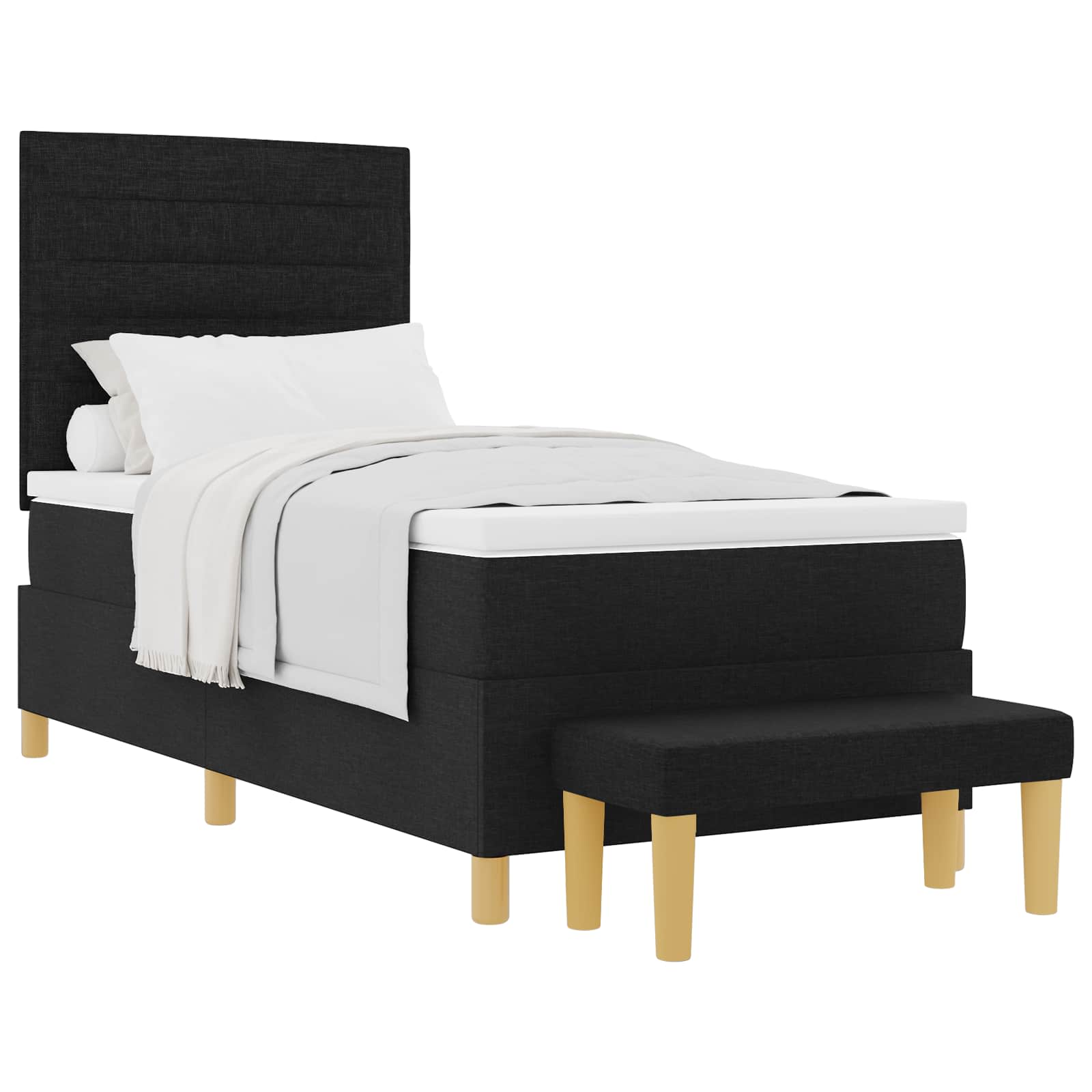 Krevet s opruga kutije s uzglavljem Crna 200 x 90 cm tkanina