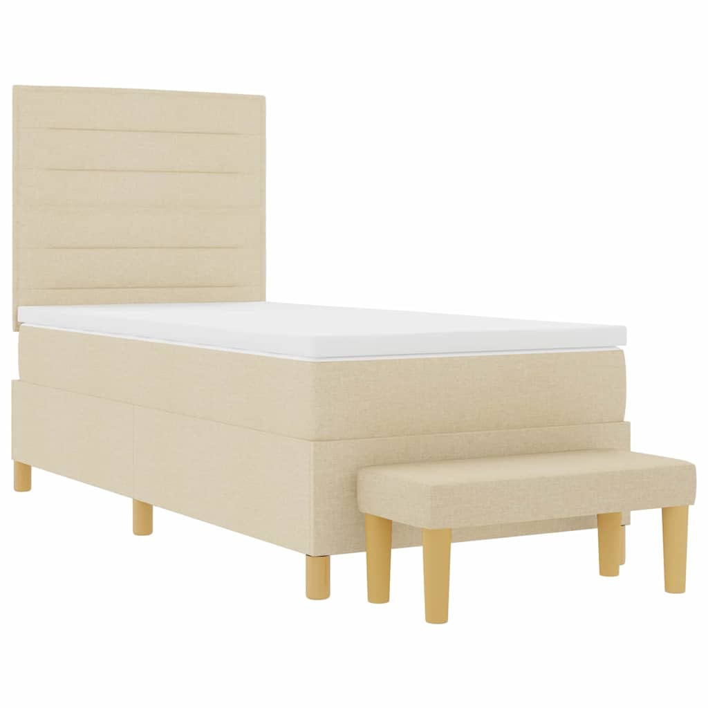 Krevet s opruga kutije s uzglavljem Krema 200 x 90 cm tkanina