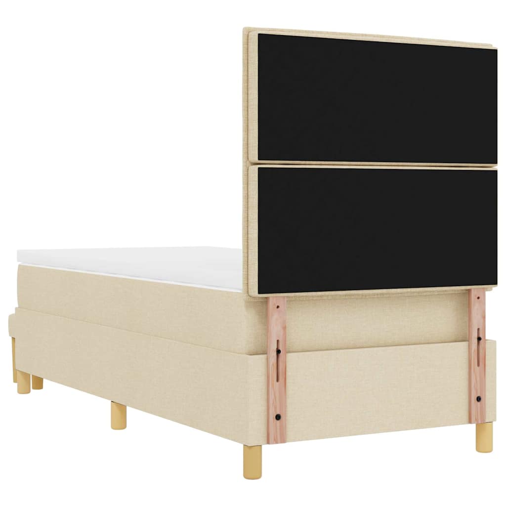 Krevet s opruga kutije s uzglavljem Krema 200 x 90 cm tkanina