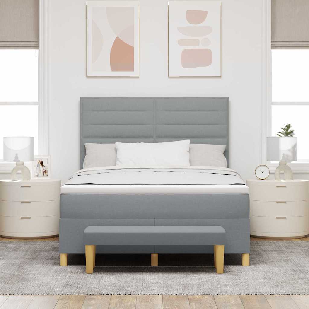 Krevet s opruga kutije Svijetlo siva 190 x 140 cm tkanina