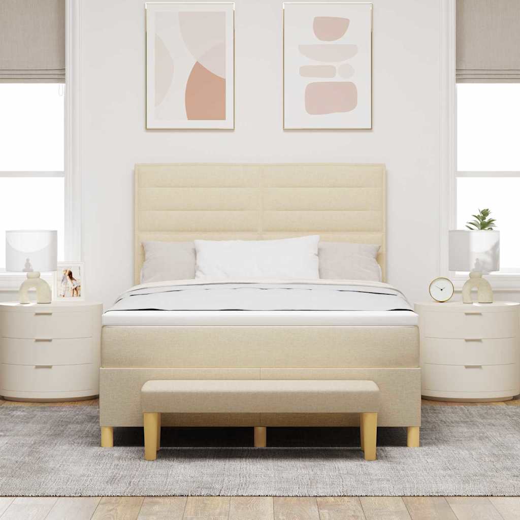 Krevet s opruga kutije s uzglavljem Krema 200 x 140 cm tkanina