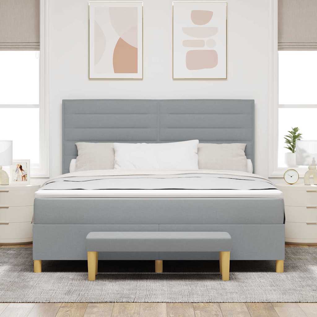 Krevet s opruga kutije Svijetlo siva 200 x 180 cm tkanina