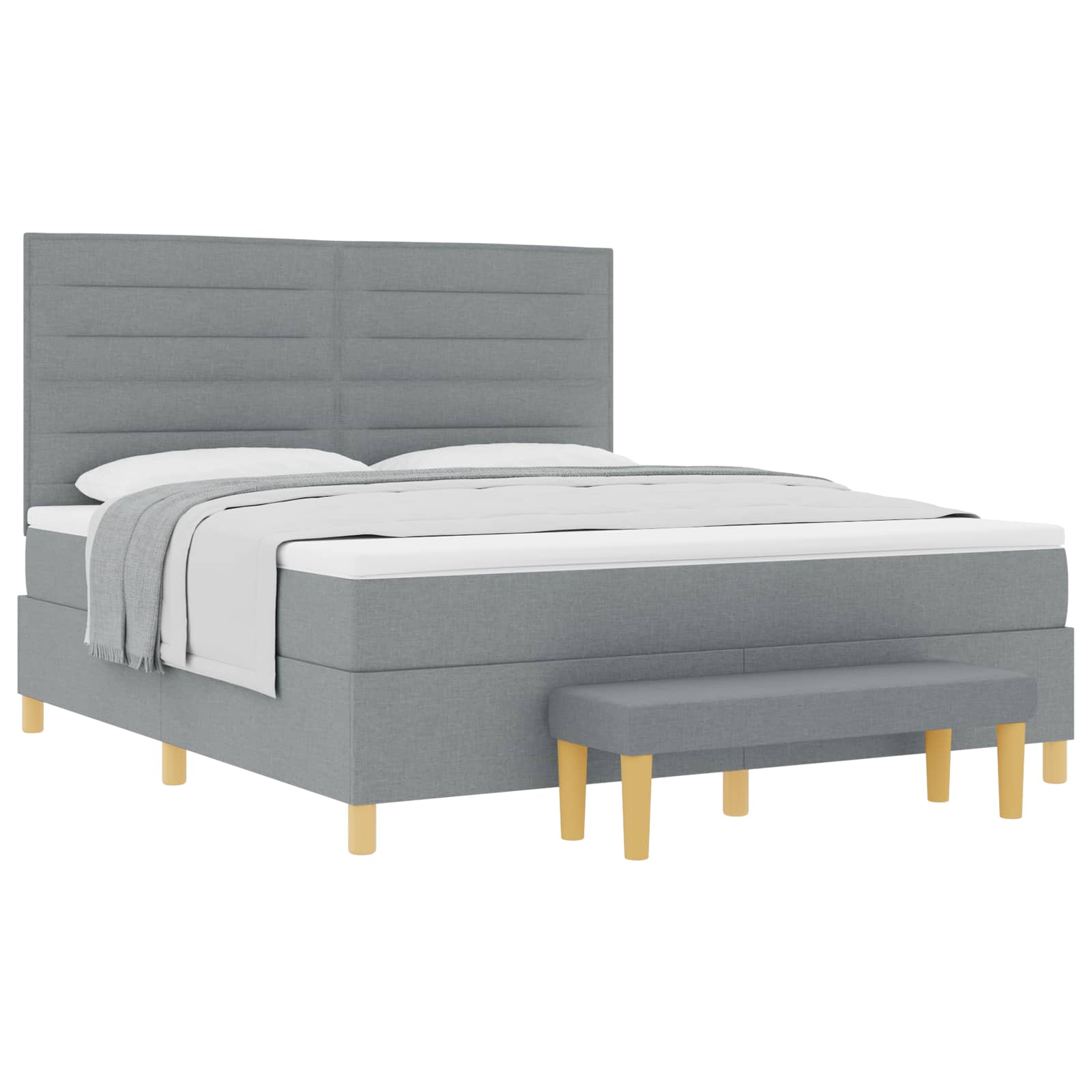 Krevet s opruga kutije Svijetlo siva 200 x 180 cm tkanina