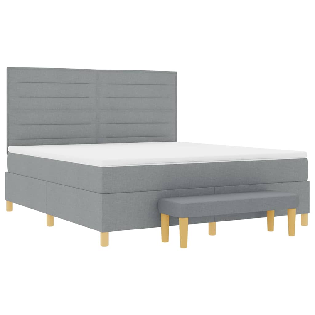 Krevet s opruga kutije Svijetlo siva 200 x 180 cm tkanina