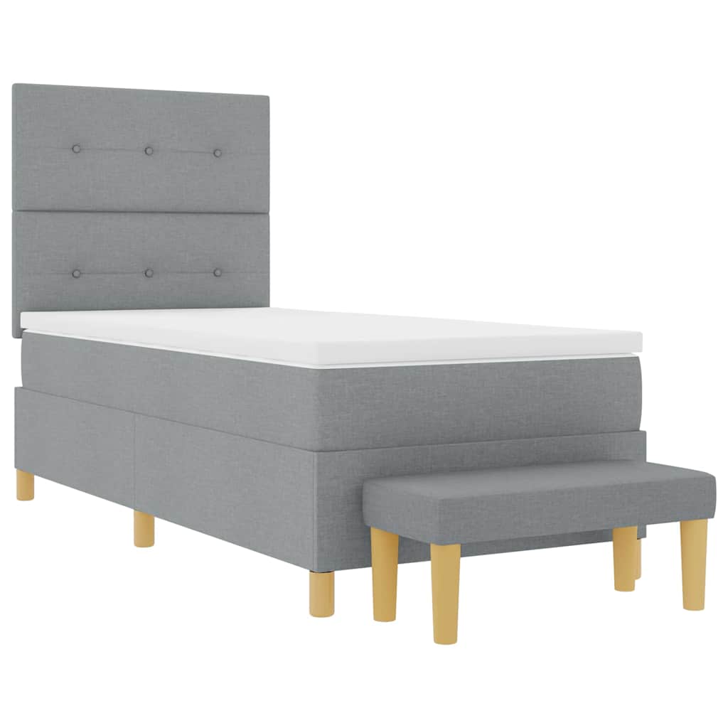 Krevet s opruga kutije Svijetlo siva 200 x 90 cm tkanina
