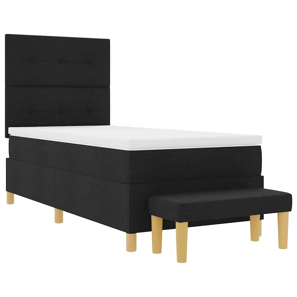 Krevet s opruga kutije s uzglavljem Crna 200 x 90 cm tkanina