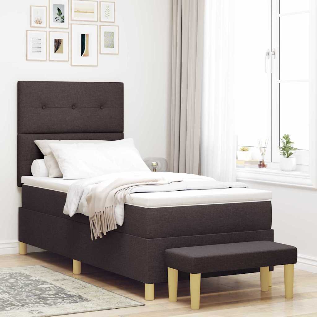 Krevet s opruga kutije Tamno smeđa 200 x 90 cm tkanina