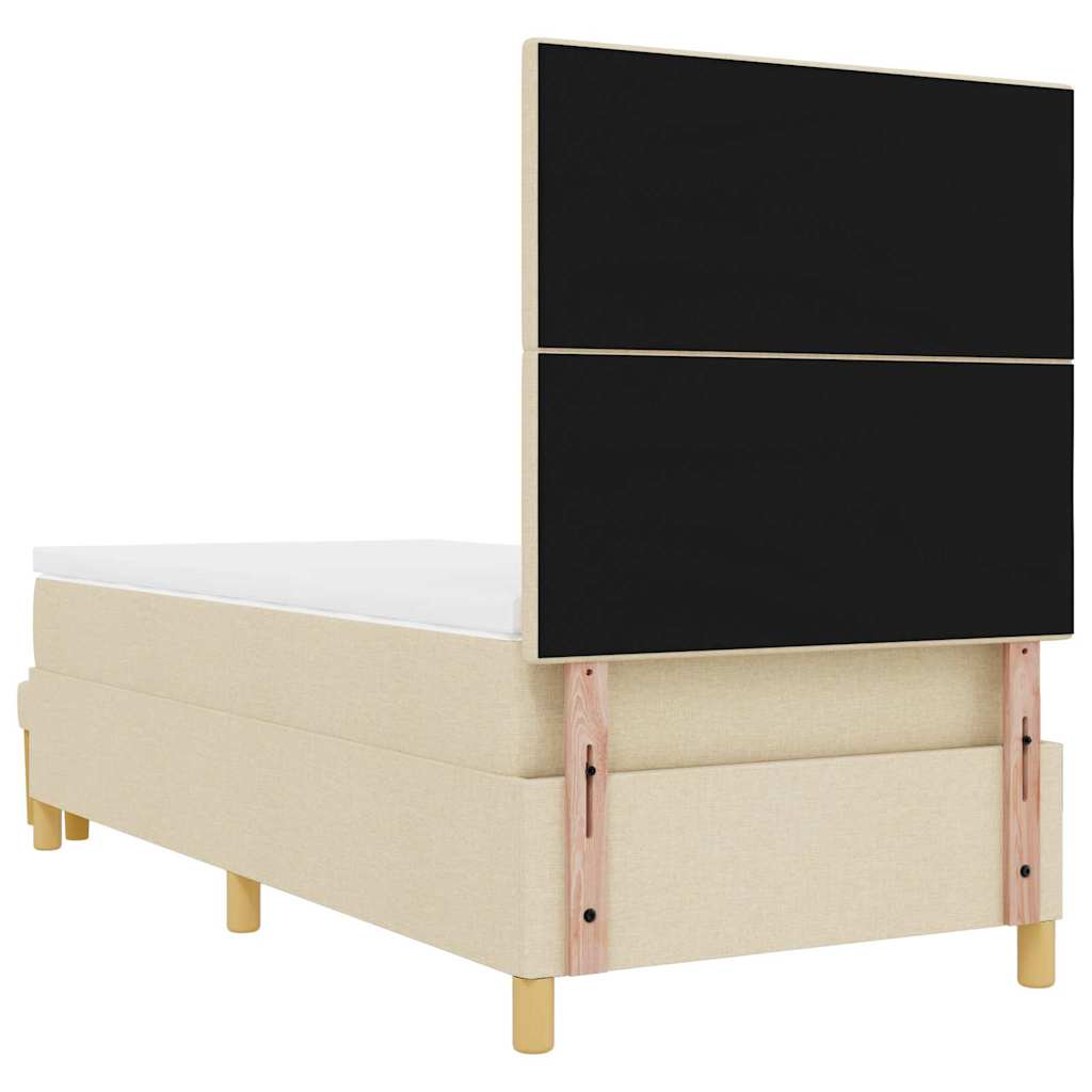 Krevet s opruga kutije s uzglavljem Krema 200 x 90 cm tkanina