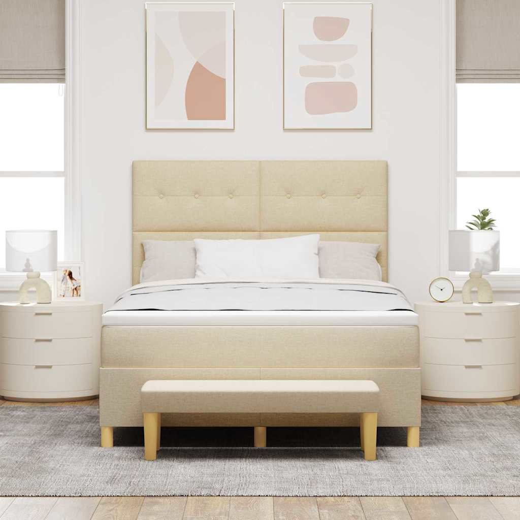 Krevet s opruga kutije s uzglavljem Krema 200 x 160 cm tkanina