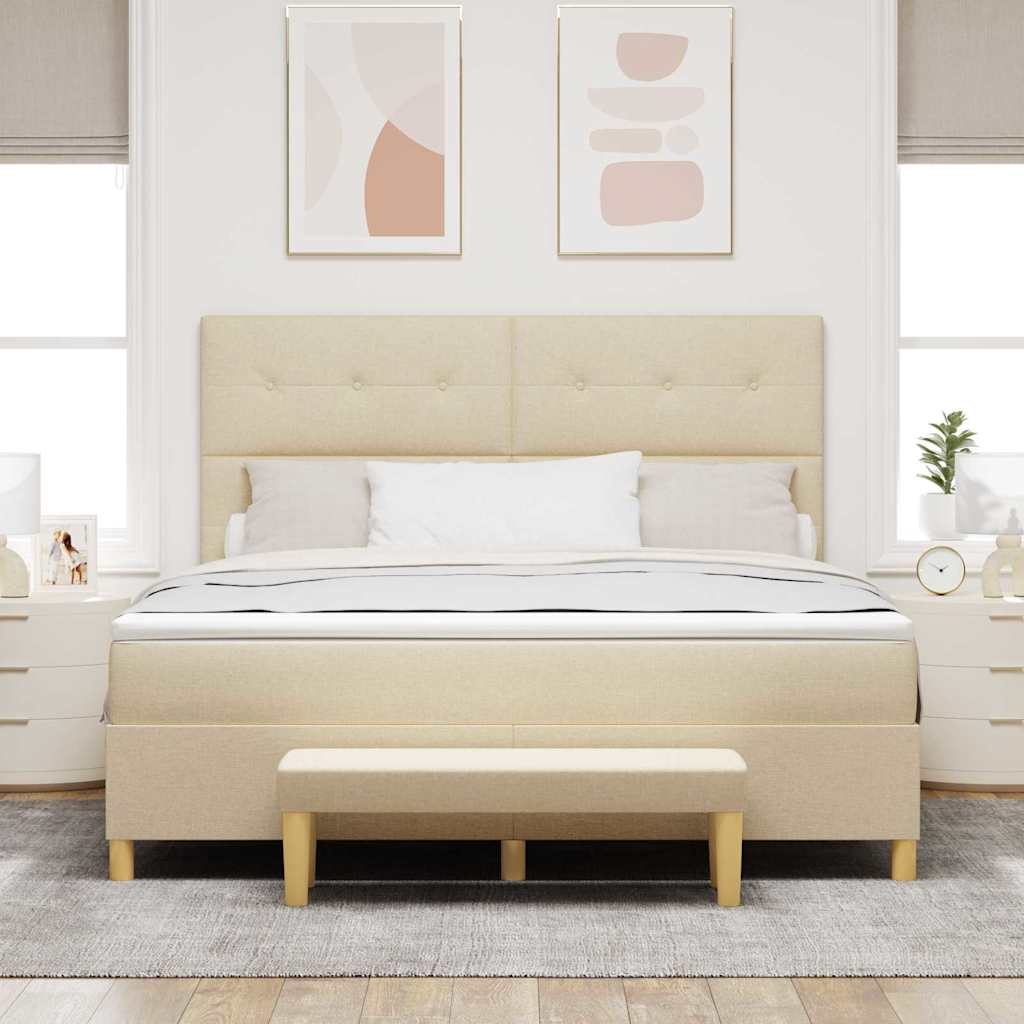 Krevet s opruga kutije s uzglavljem Krema 200 x 180 cm tkanina