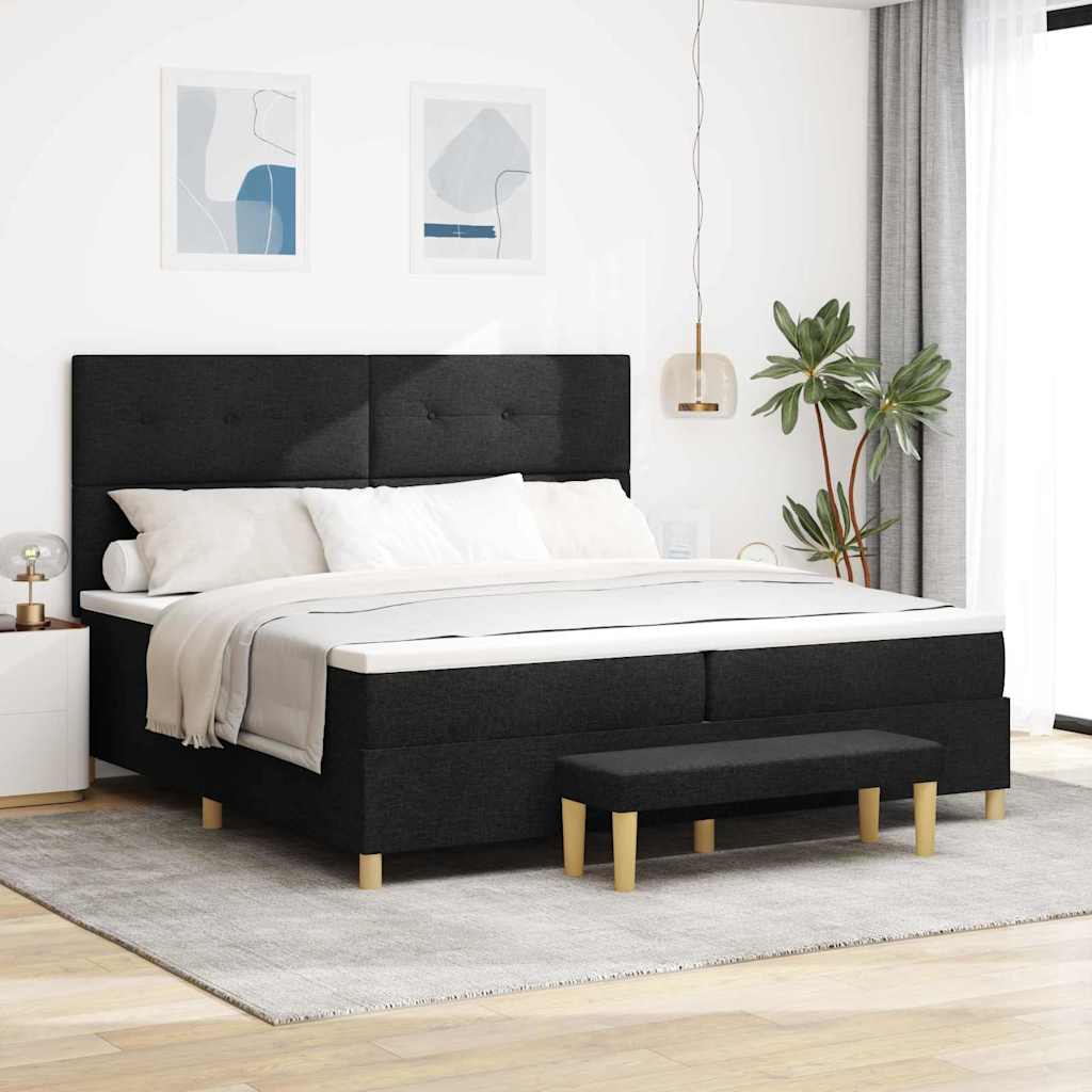 Krevet s opruga kutije s uzglavljem Crna 200 x 200 cm tkanina