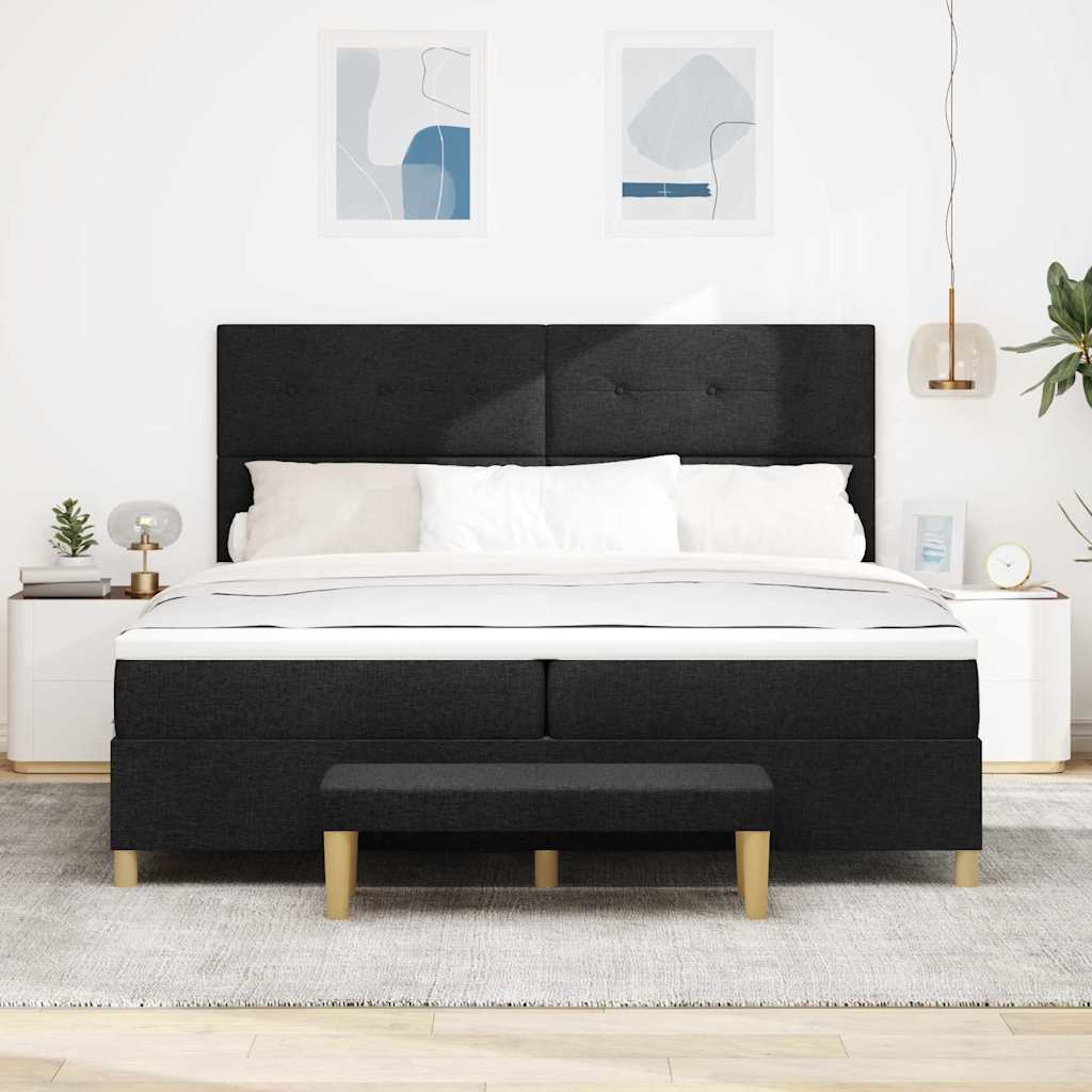 Krevet s opruga kutije s uzglavljem Crna 200 x 200 cm tkanina