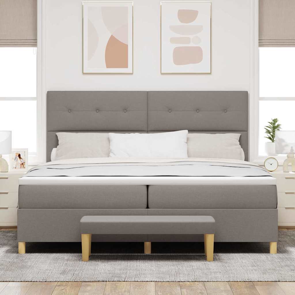 Krevet s opruga kutije Sivo-smeđa 200 x 200 cm tkanina