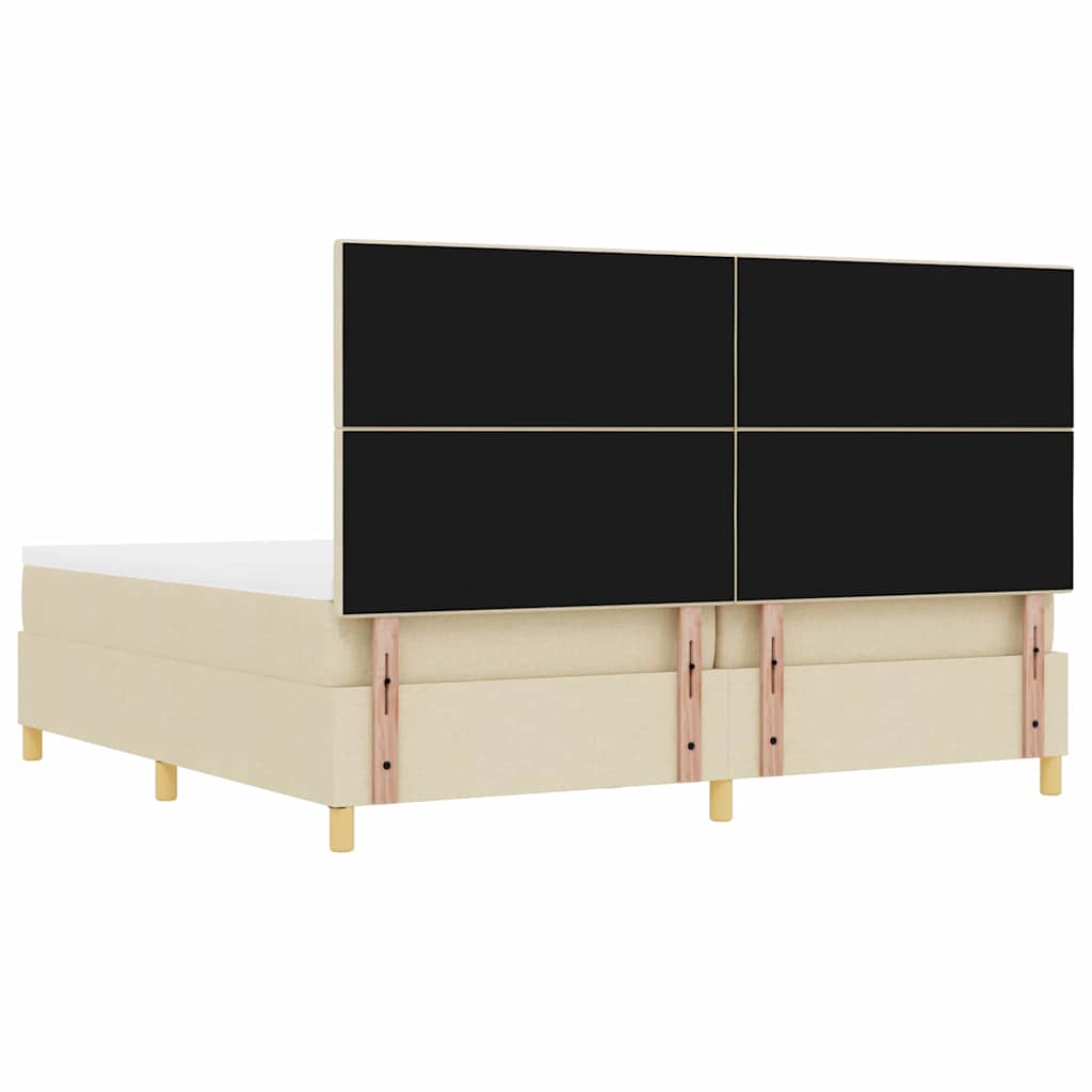 Krevet s opruga kutije s uzglavljem Krema 200 x 200 cm tkanina