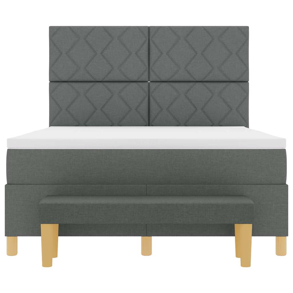 Krevet s opruga kutije Tamno siva 200 x 140 cm tkanina