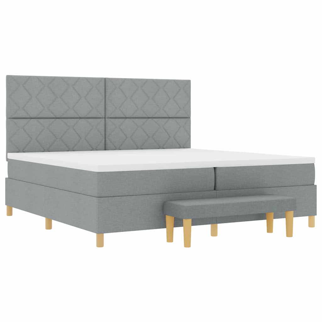 Krevet s opruga kutije Svjetlosiva 200 x 200 cm tkanina