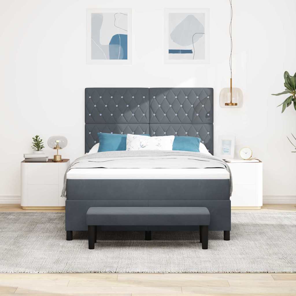 Krevet s opruga kutije Tamno siva 200 x 160 cm Baršun