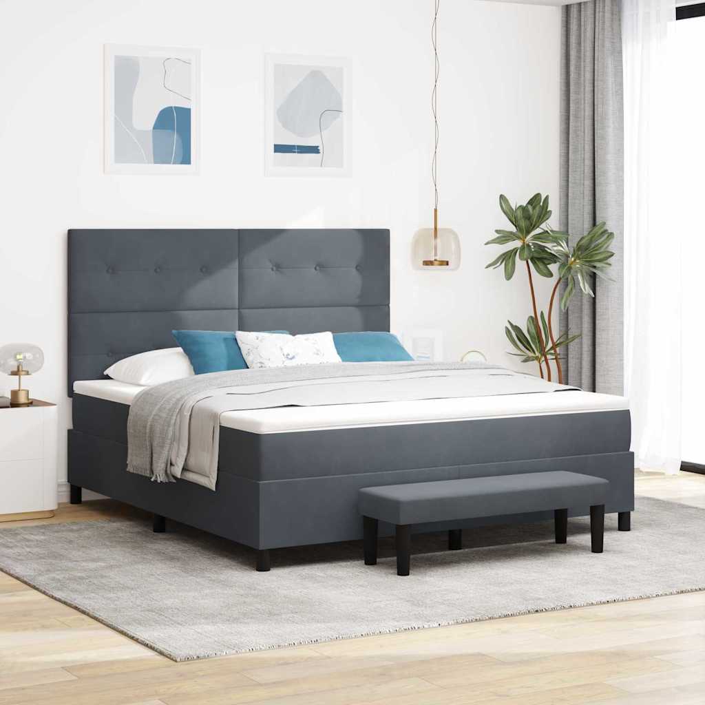 Krevet s opruga kutije Tamno siva 200 x 180 cm Baršun