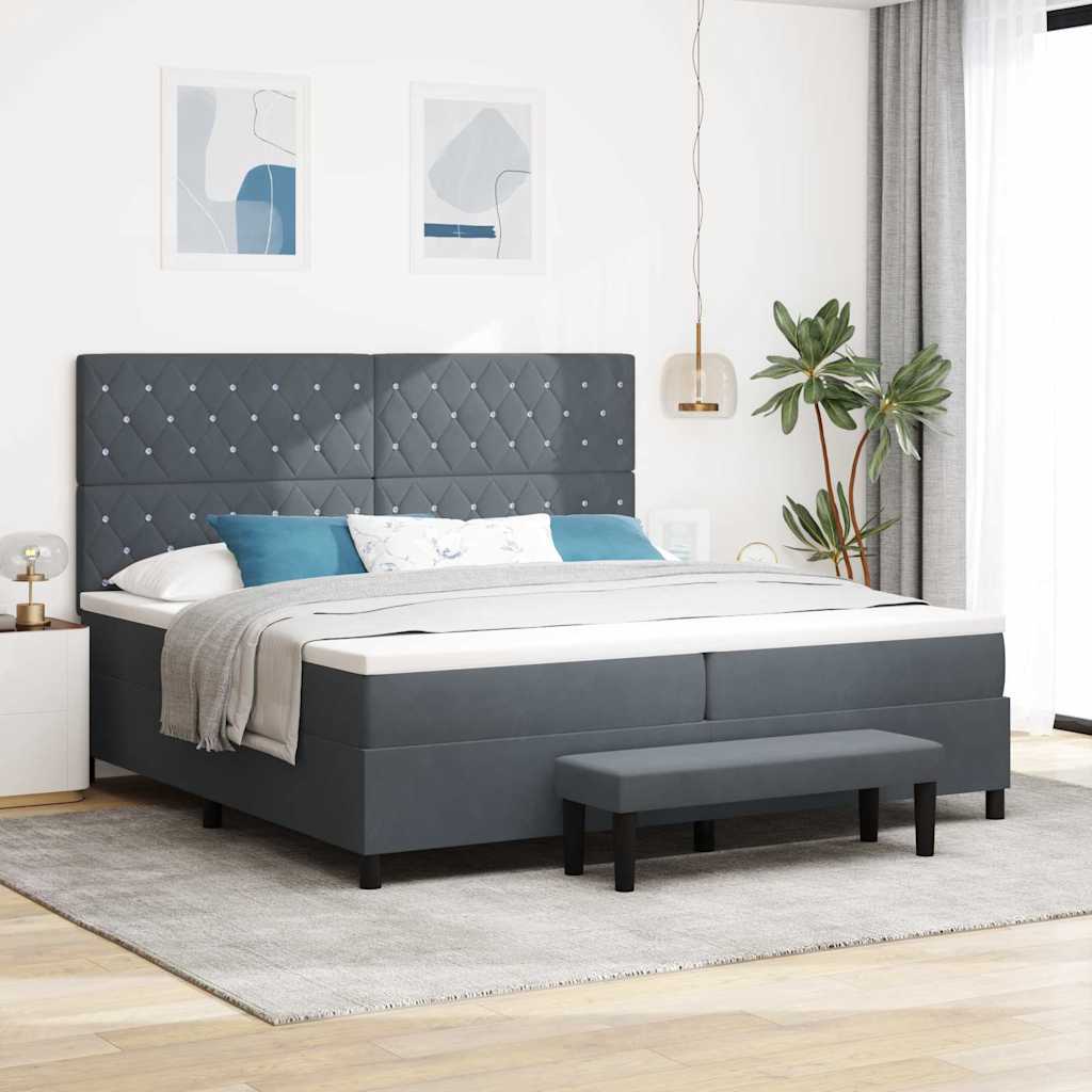 Krevet s opruga kutije Tamno siva 200 x 200 cm Baršun