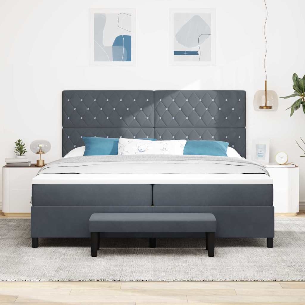 Krevet s opruga kutije Tamno siva 200 x 200 cm Baršun