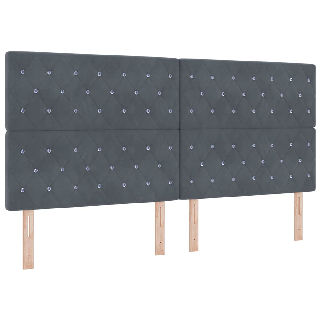 Krevet s opruga kutije Tamno siva 200 x 200 cm Baršun