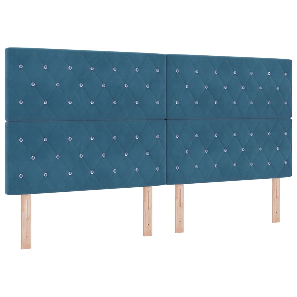 Krevet s opruga kutije Tamno plava 200 x 200 cm Baršun