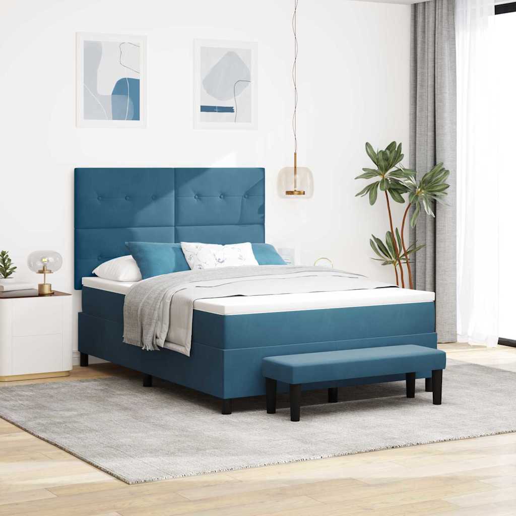 Krevet s opruga kutije Tamno plava 200 x 140 cm Baršun